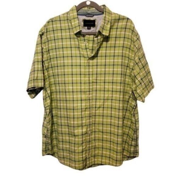 Geoffrey Beene Mens Sz 2XL Green White Plaid Short Sleeve Button Down Shirt - Picture 8 of 9
